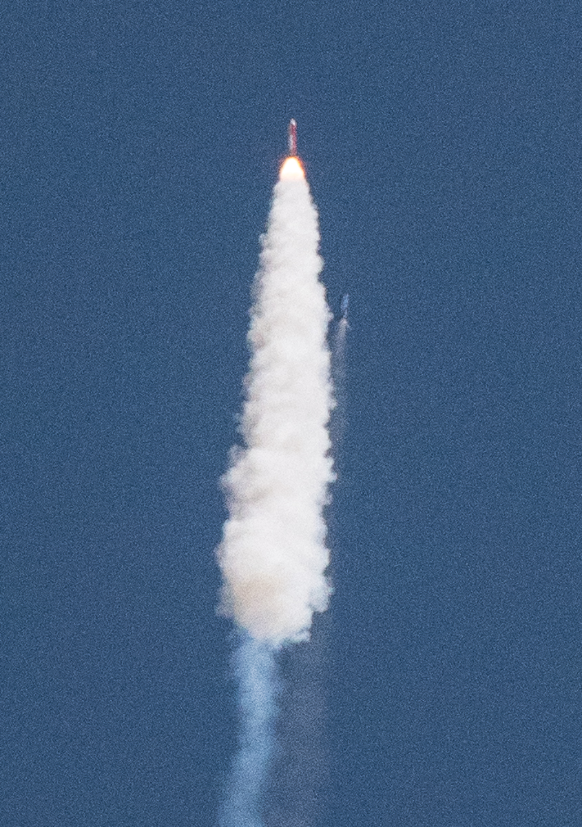 Enterprise second stage continuing under power after staging